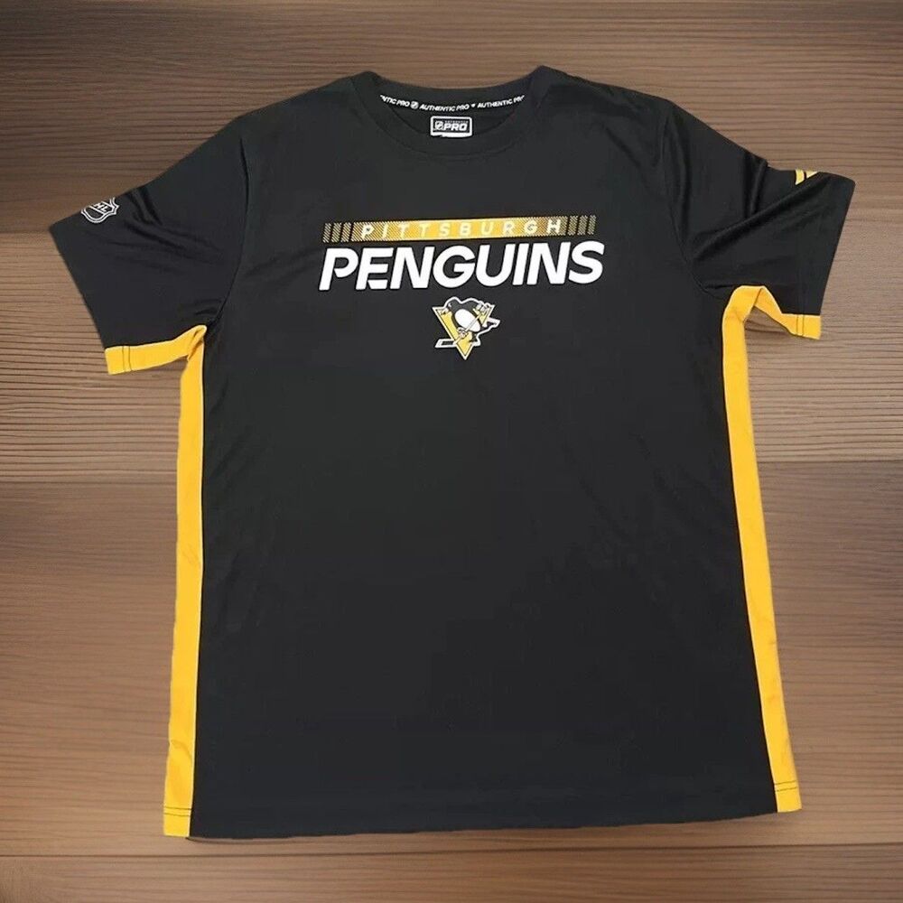 Pittsburgh Penguins T-Shirt Authentic Fanatics Polyester Black Men's Size Large